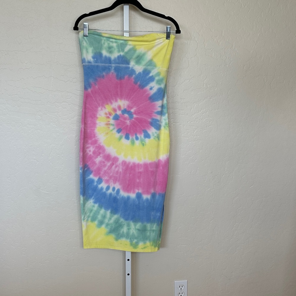 NWT sm Chaser strapless slit bottom midi dress small